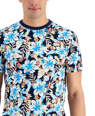 Club Room Men's Floral Graphic T-Shirt Blue Size Small