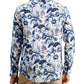 Club Room Men's Regular Fit Jacobean Floral Print Linen Shirt Blue Size Medium