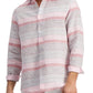 Club Room Men's Regular Fit Stripe Linen Shirt Pink Size Medium