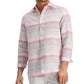 Club Room Men's Regular Fit Stripe Linen Shirt  Pink