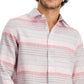 Club Room Men's Regular Fit Stripe Linen Shirt  Pink