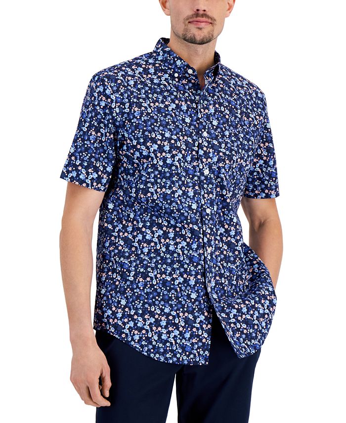 Club Room Men's Floral Print Shirt Blue Size Small