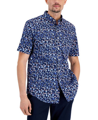 Club Room Men's Floral Print Shirt Blue Size Small