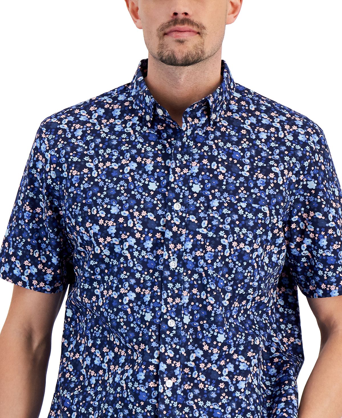 Club Room Men's Floral Print Shirt Blue Size Small