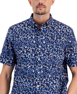 Club Room Men's Floral Print Shirt Blue Size Small