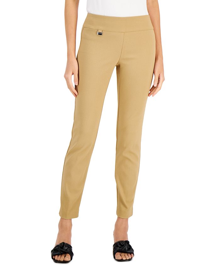 Alfani Women's Tummy Control Pull On Printed Skinny Pants Brown Size 12