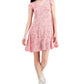 Style & Co Women's Floral Print Flutter Sleeve Dress Pink Size X-Large
