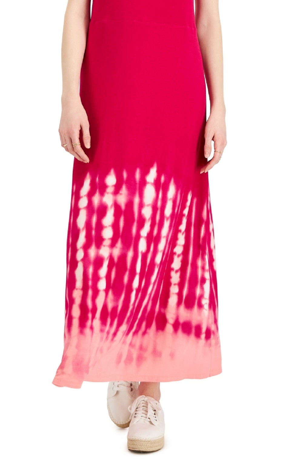 Style & Co Women's Tie Dyed Sleeveless Maxi Dress Pink Size Small