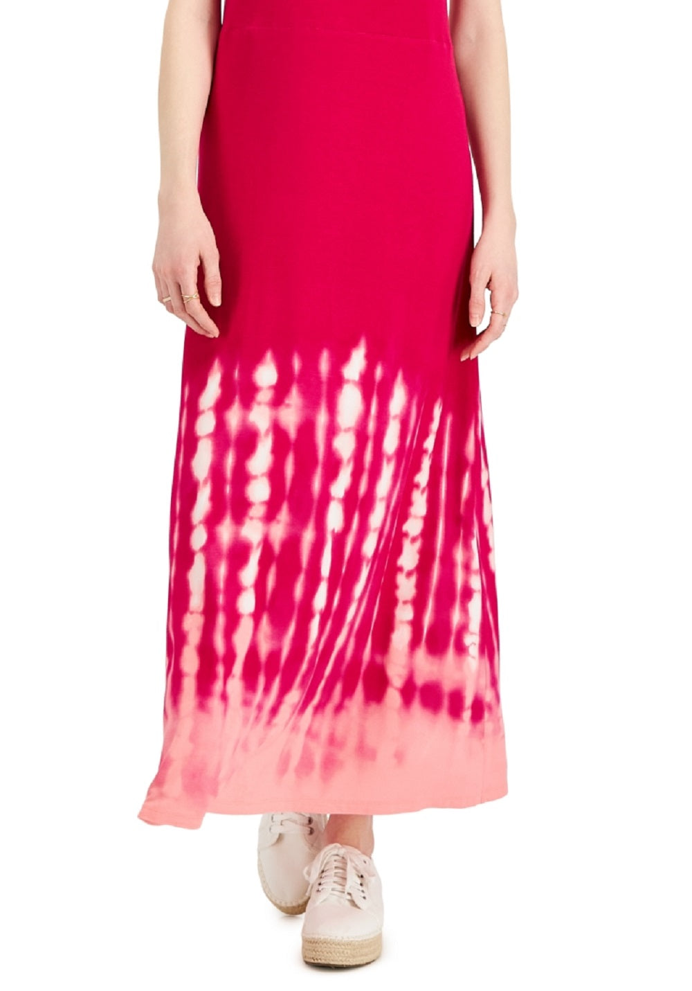 Style & Co Women's Tie Dyed Sleeveless Maxi Dress Pink Size Large