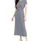 Style & Co Women's Printed Cinch Waist Maxi Dress Blue Size X-Large