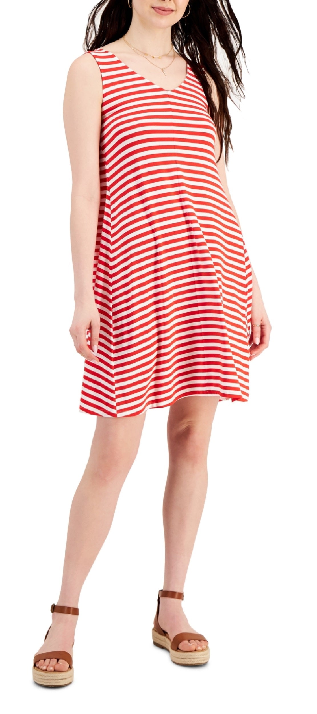 Style & Co Women's Crossback Flip Flop Dress Red Size X-Large
