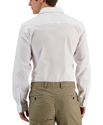 Alfani Men's Slim Fit 2 Way Stretch Stain Resistant Dress Shirt White Size 16X32-33