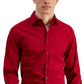 Alfani Men's Slim Fit 2 Way Stretch Stain Resistant Dress Shirt Red Size 14X32X33