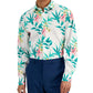 Bar III Men's Slim Fit Tropical Print Dress Shirt White Size Large