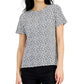 Alfani Women's Printed Crewneck T-Shirt Black Size Small