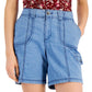 Style & Co Women's Chambray Topstitched Shorts Blue Size 6 Petite