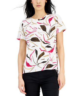 Alfani Women's Printed Tee Pink Size Petite Small