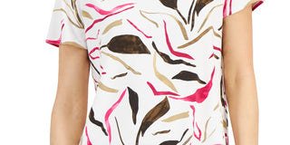 Alfani Women's Printed Tee Pink Size Petite Small