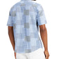 Alfani Men's Geometric Knit Back Short Sleeve Shirt Blue Size Small