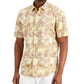 Alfani Men's Barello Leaf Knit Back Short Sleeve Shirt Yellow Size Medium