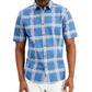 Alfani Men's Rolo Plaid PrinT-Shirt Blue Size Medium