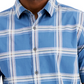 Alfani Men's Rolo Plaid PrinT-Shirt Blue Size Medium