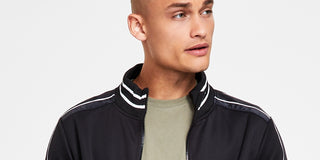 INC International Concepts Men's Neoprene Track Jogger Jacket Gray Size Small