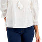 Charter Club Women's Cotton Schiffli Top White Size Petite Small