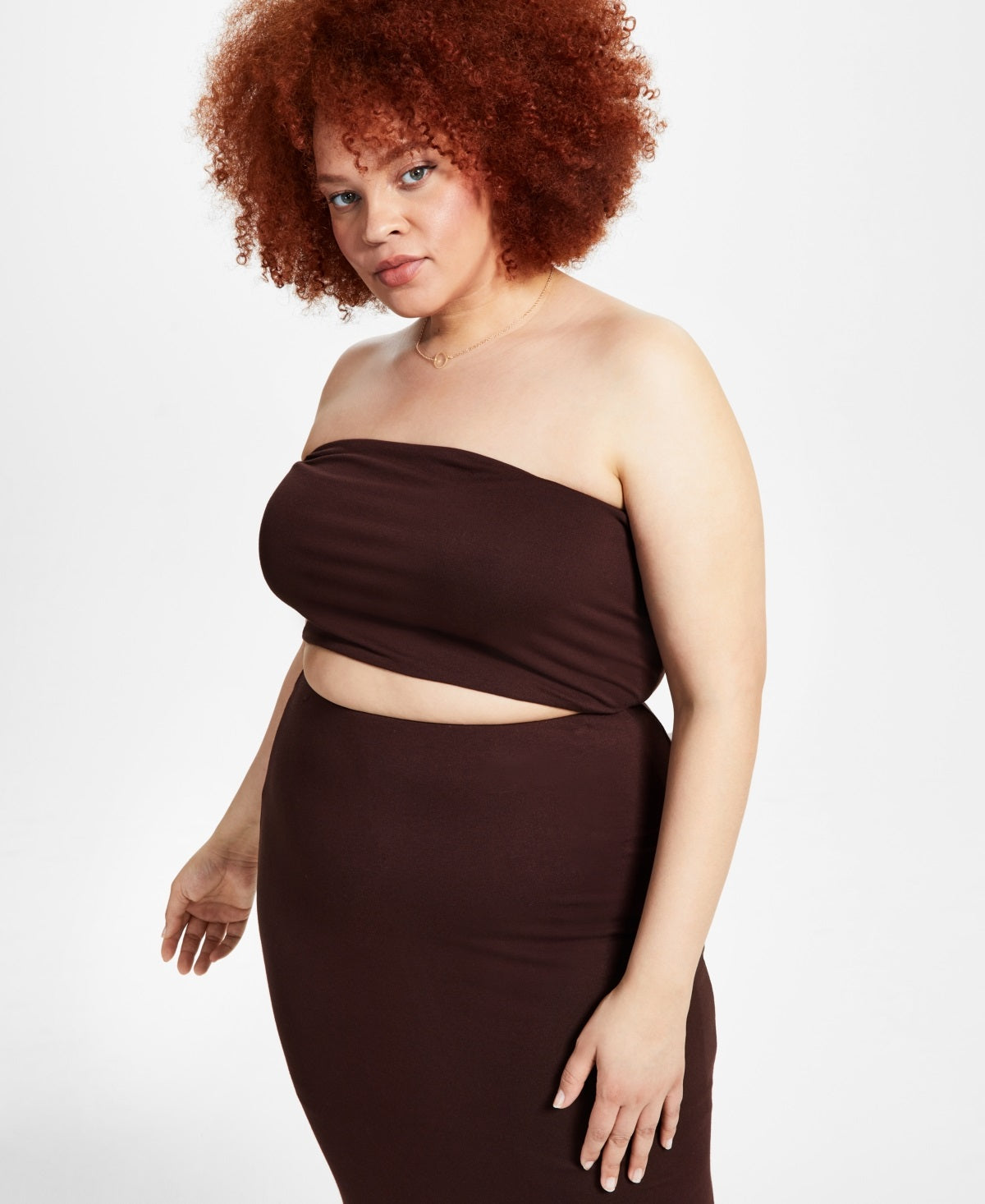 Bar III Women's Crepe Tube Top Brown Size 2X