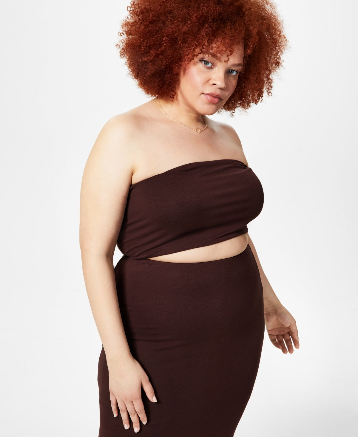 Bar III Women's Crepe Tube Top Brown Size 2X