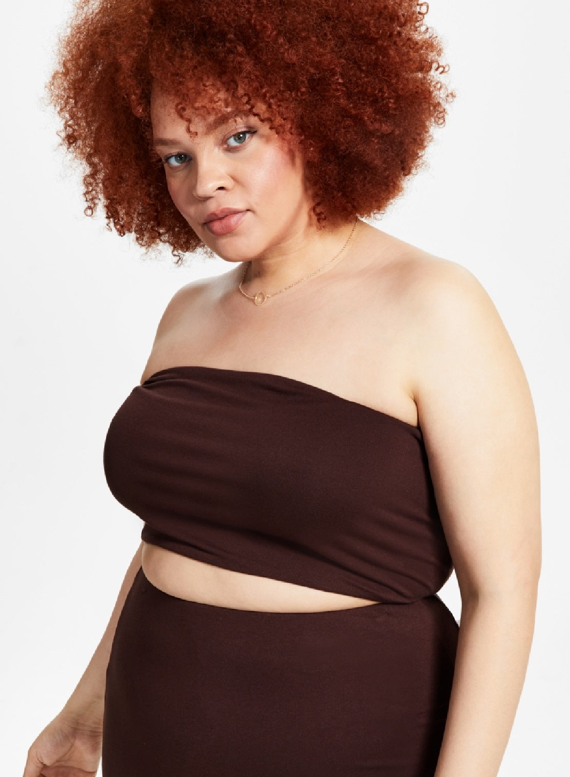 Bar III Women's Crepe Tube Top Brown Size 2X