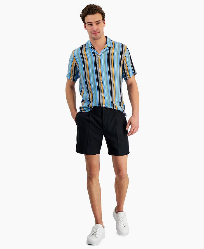 INC International Concepts Men's Lyocell 6  Inseam Flat Front Shorts Black Size 40