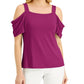 JM Collection Women's Cold Shoulder Top Purple Size Medium