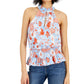 INC International Concepts Women's Printed Mock Neck Top Blue Size X-Large