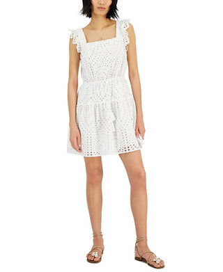 INC International Concepts Women's Eyelet Dress White Size Medium