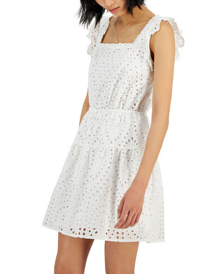 INC International Concepts Women's Eyelet Dress White Size Medium