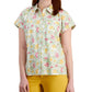Style & Co Women's Cotton Printed Camp Shirt White Size Large