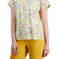 Style & Co Women's Cotton Printed Camp Shirt White Size Large