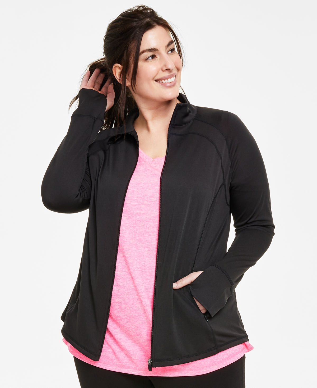 ID Ideology Women's Essentials Performance Zip Jacket Black Size 2X