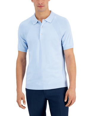 Alfani Men's Regular Fit Sweater Knit Polo Shirt Blue Size Large