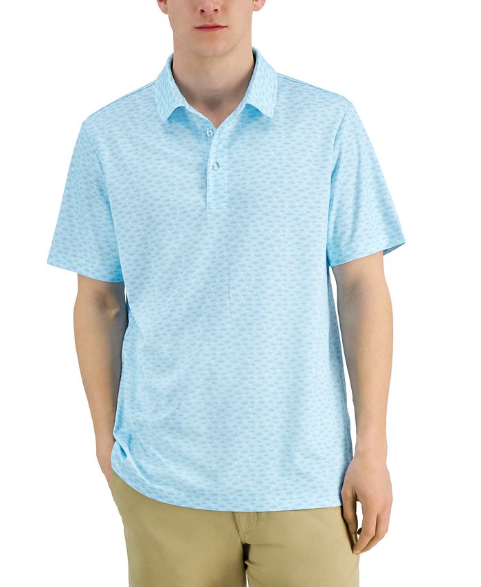 Club Room Men's Fish Print Polo Shirt Blue Size Medium