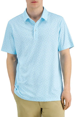 Club Room Men's Fish Print Polo Shirt Blue Size XX-Large