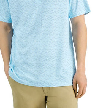 Club Room Men's Fish Print Polo Shirt Blue Size XX-Large
