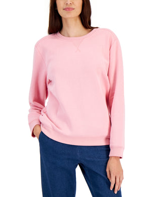 Karen Scott Women's Crew Neck Fleece Sweatshirt Pink Size Medium