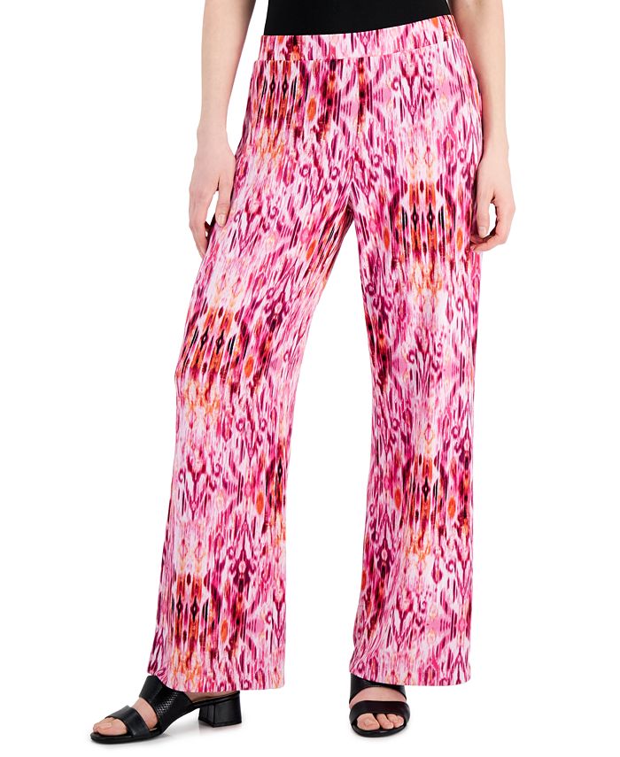 JM Collection Women's Ikat Dreams Printed Pull On Pants Pink Size X-Small