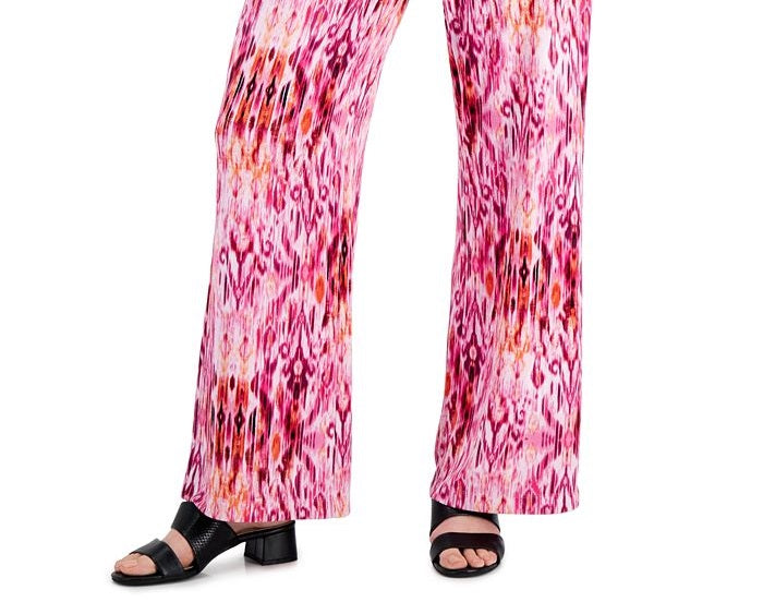 JM Collection Women's Ikat Dreams Printed Pull On Pants Pink Size X-Small