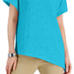 JM Collection Women's Crochet Asymmetrical Hem Top Blue Size Large