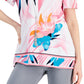 JM Collection Women's Printed Cold Shoulder Top Pink Size Small