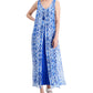 JM Collection Women's Printed Chiffon Overlay Maxi Dress Blue Size Medium
