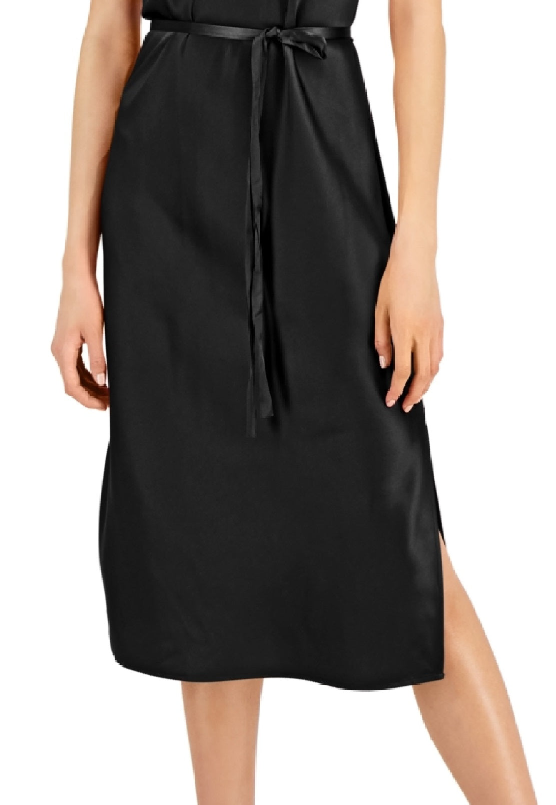 INC International Concepts Women's Side Slit Slip Dress Black Size Small